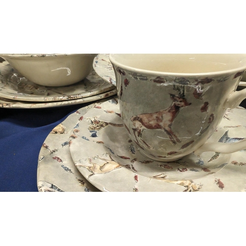 687 - Vintage Flamant Home Interiors Malaysia,  Woodland Animal Design Dinner Service in Grey Tones. Excel... 