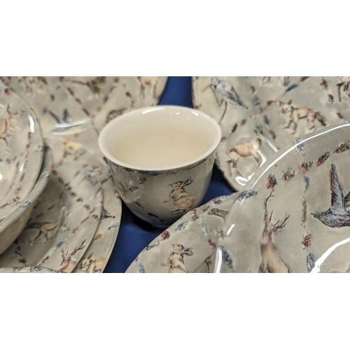 687 - Vintage Flamant Home Interiors Malaysia,  Woodland Animal Design Dinner Service in Grey Tones. Excel... 