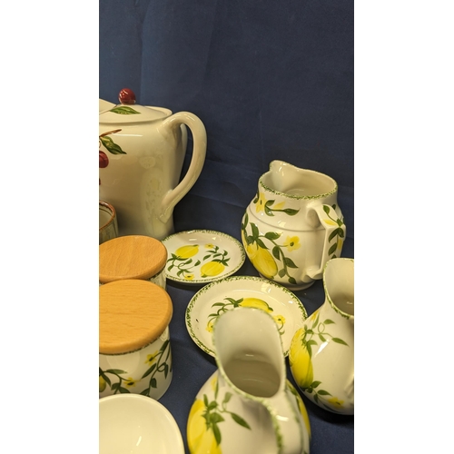 742 - Mixed lot of china mugs, teapots etc. including Harrods, Lemon Grove, Enzart design, Royal Worcester... 