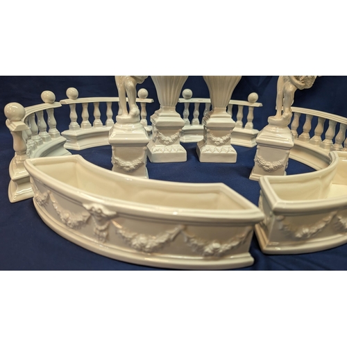 668 - Vintage Porcelain Miniature Victorian Garden Centre Piece, Consisting of 2 x Box Hedges in Porcelain... 