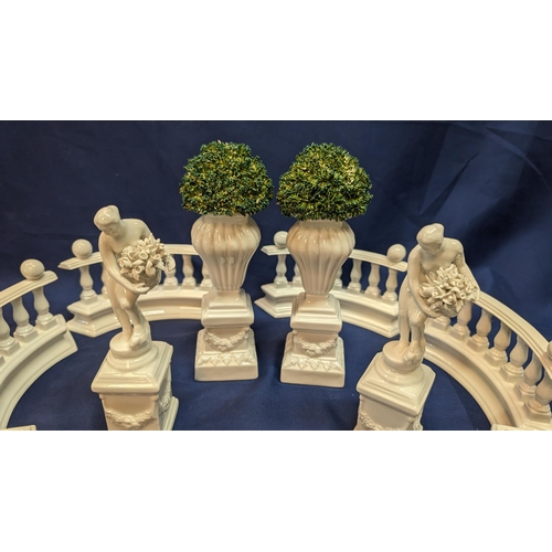 668 - Vintage Porcelain Miniature Victorian Garden Centre Piece, Consisting of 2 x Box Hedges in Porcelain... 