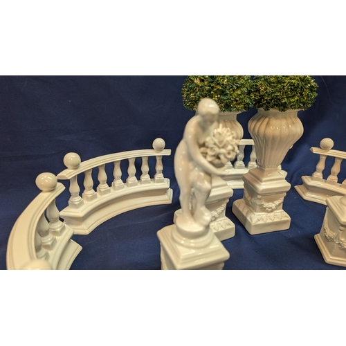 668 - Vintage Porcelain Miniature Victorian Garden Centre Piece, Consisting of 2 x Box Hedges in Porcelain... 