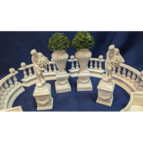 668 - Vintage Porcelain Miniature Victorian Garden Centre Piece, Consisting of 2 x Box Hedges in Porcelain... 