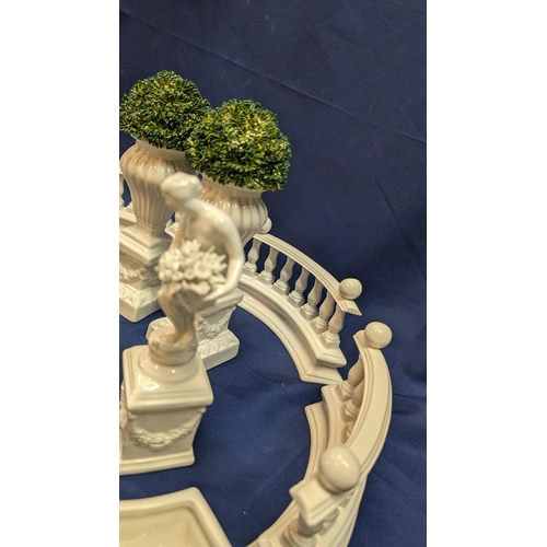 668 - Vintage Porcelain Miniature Victorian Garden Centre Piece, Consisting of 2 x Box Hedges in Porcelain... 