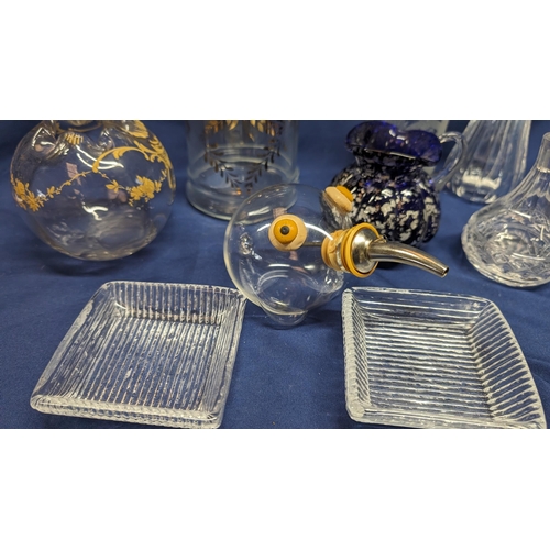 699 - A Selection of Antique Glass Items inc. Jug, Perfume Bottle, Pourer and More.   From the country est... 