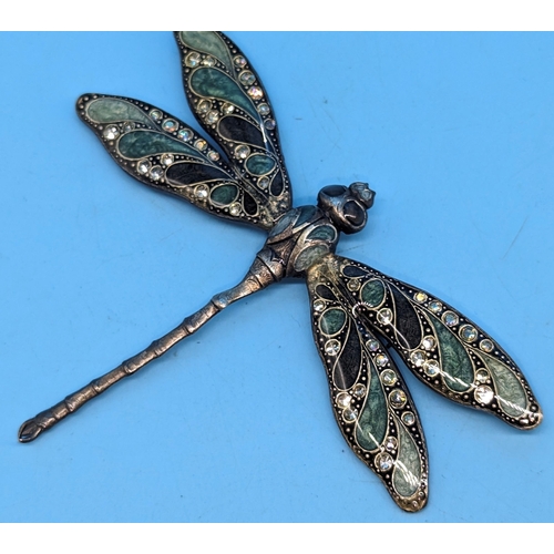 226 - A Catherine Popesco style Art Deco Black Enamel Dragonfly Brooch