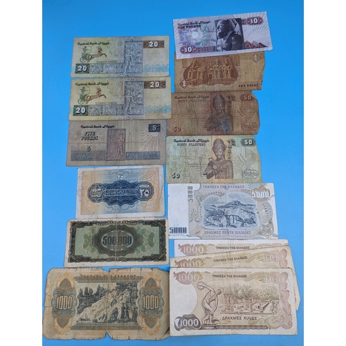 236 - A 1942 Egyptian Twenty Five Piastres Banknotes, Greek Drachma etc/