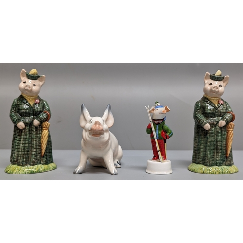 84 - 2 Beswick 'The Lady Pig' a Beswick Pig and a Skiing Pig