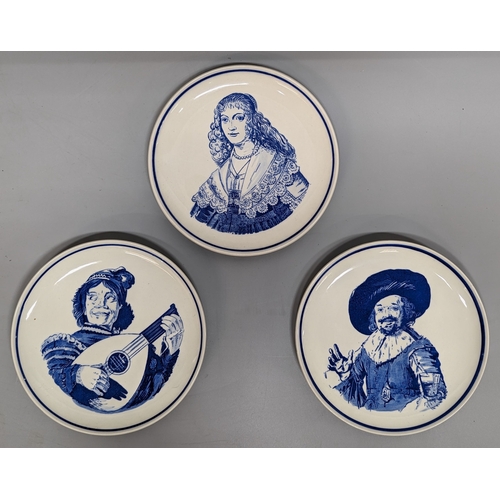 90 - 3 Hand painted Delft plates