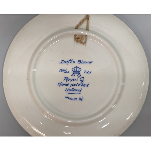 90 - 3 Hand painted Delft plates