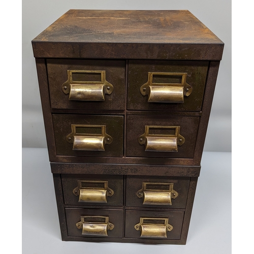 970 - A pair of metal engineers drawers with bras handles and contents