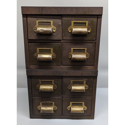 970 - A pair of metal engineers drawers with bras handles and contents