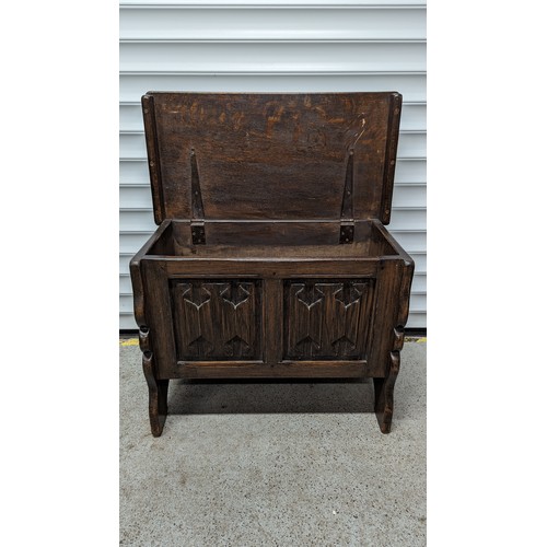 402 - Carved Coffer with lift up lid - 51 x 69 x 38cm