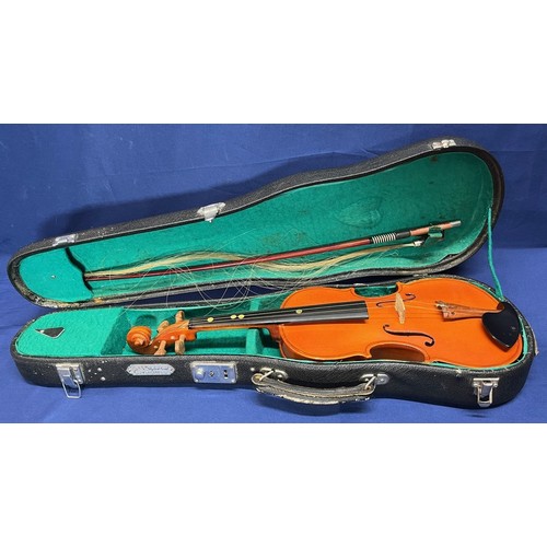 351 - 2x Modern Violins with cases - The Stentor Student - (1x small violin - 27cm body)