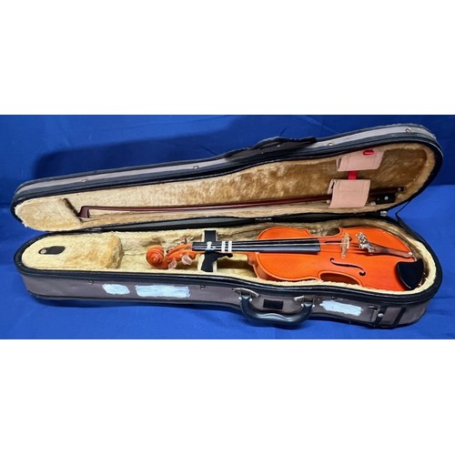 351 - 2x Modern Violins with cases - The Stentor Student - (1x small violin - 27cm body)