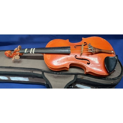 351 - 2x Modern Violins with cases - The Stentor Student - (1x small violin - 27cm body)