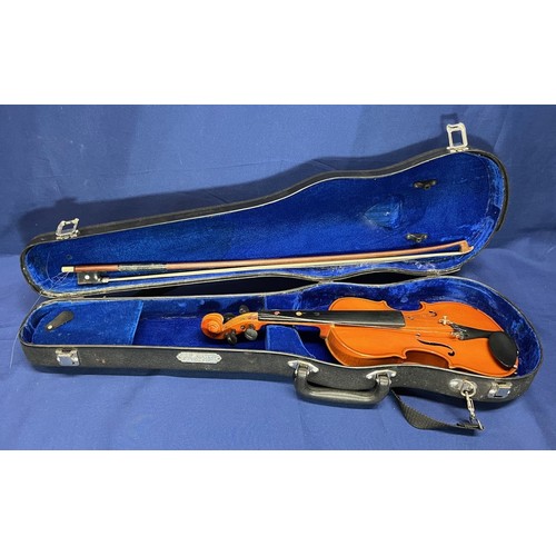 355 - 2x Modern Skylark Brand Violins with cases - Includes one Small Violin measuring 28cm on the body