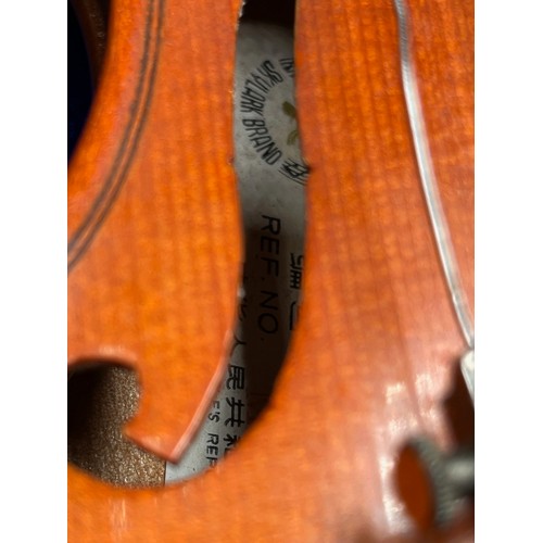 355 - 2x Modern Skylark Brand Violins with cases - Includes one Small Violin measuring 28cm on the body