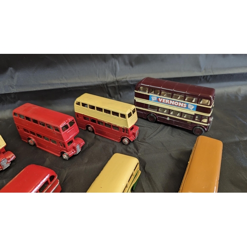 626 - A Collection of 16 x Restored and Partially Restored Dinky, Die Cast Metal Buses ( and 1 x Corgi Ver... 