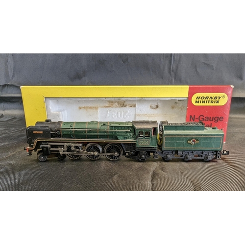 627 - 5 x Hornby Minitrax N Gauge Locomotives and a Cav'ndish N Gauge LMS 62ft Brake Composite : N.206 War... 