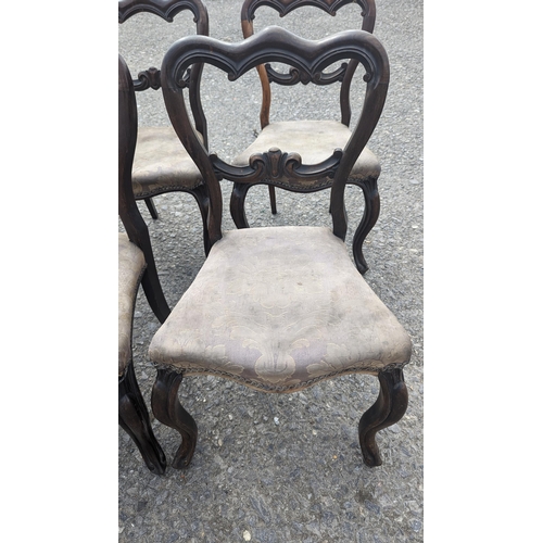 195 - A set of 6 Victorian Mahogany Balloon back chairs