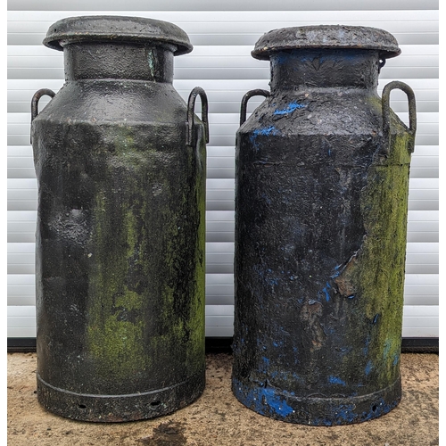 934 - 2 Black painted milk churns - 76 x 31 x 31cm