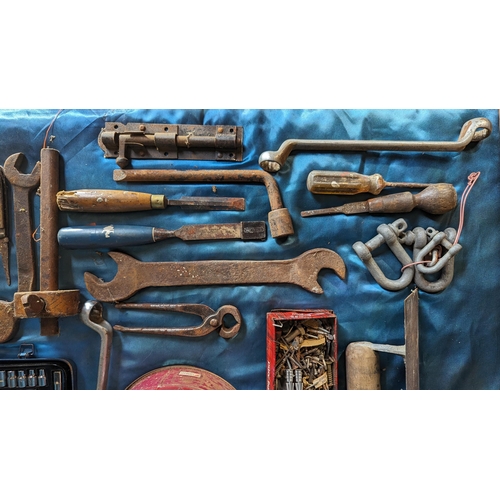 1028 - A box of mixed tools including spanners, 40 piece socket set and much more