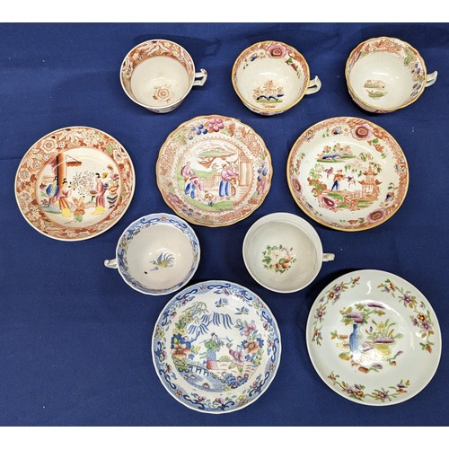 48 - An assortment of antique Chinese tea cups and saucers