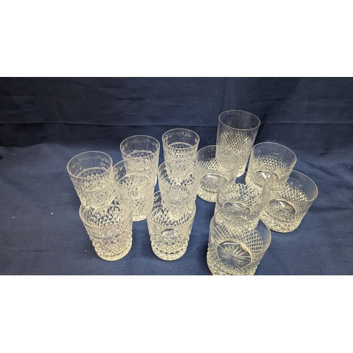 361 - A collection of vintage hand cut crystal glasses including 7x Stuart Crystal Beaconsfield Tumblers, ... 