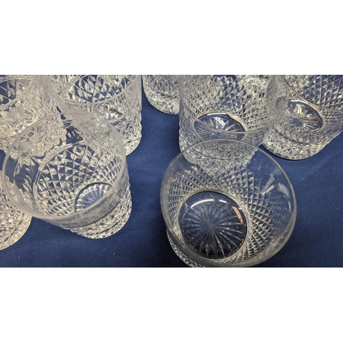 361 - A collection of vintage hand cut crystal glasses including 7x Stuart Crystal Beaconsfield Tumblers, ... 