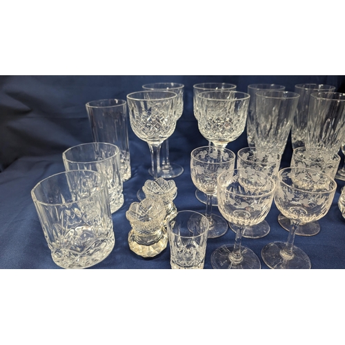 364 - A large selection of Antique heavy crystal glasses and 2 candle holders - 30 pieces in total includi... 