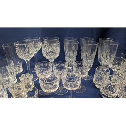 364 - A large selection of Antique heavy crystal glasses and 2 candle holders - 30 pieces in total includi... 