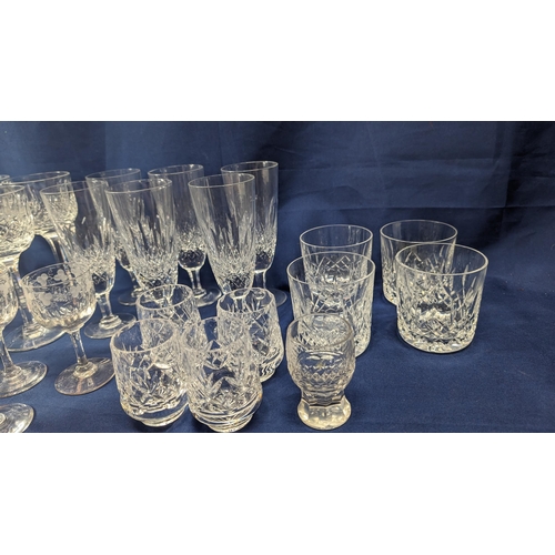 364 - A large selection of Antique heavy crystal glasses and 2 candle holders - 30 pieces in total includi... 