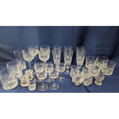 364 - A large selection of Antique heavy crystal glasses and 2 candle holders - 30 pieces in total includi... 