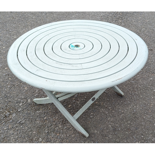 1158 - Green Painted Round Garden Table (folding) made by Alaxander Rose