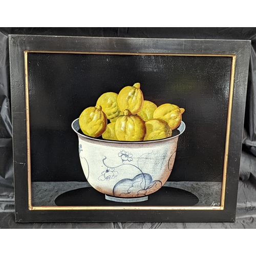 98 - A Bowl of Lemons Painting on  board signed 