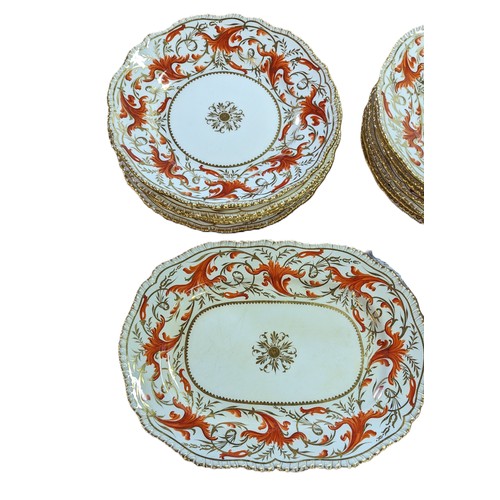 2 - A collection of 11 Antique Red and Gold Coalport  Part Dinner Service, circa 1891 - hand painted des... 