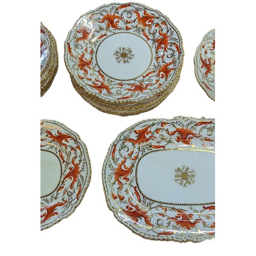 2 - A collection of 11 Antique Red and Gold Coalport  Part Dinner Service, circa 1891 - hand painted des... 