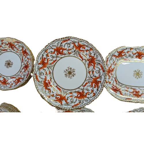 2 - A collection of 11 Antique Red and Gold Coalport  Part Dinner Service, circa 1891 - hand painted des... 