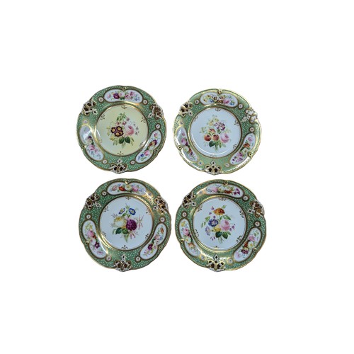 17 - 4 x Antique Coalport Floral Botanical Plates - 9 Inch Diameter.   From the country estate.