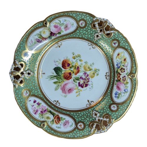 17 - 4 x Antique Coalport Floral Botanical Plates - 9 Inch Diameter.   From the country estate.