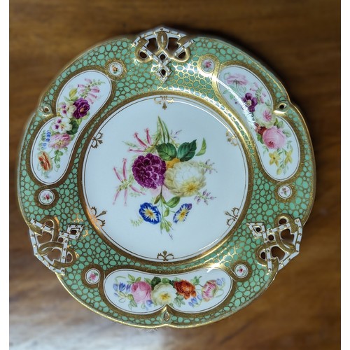 17 - 4 x Antique Coalport Floral Botanical Plates - 9 Inch Diameter.   From the country estate.