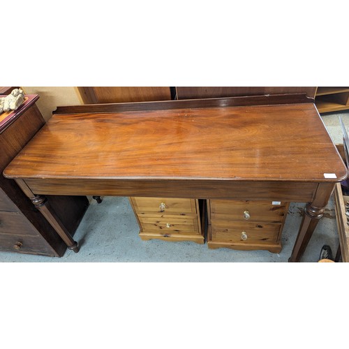 419 - Vintage Mahogany Hall Table 152cm Wide, 56cm Depth, 82cm High