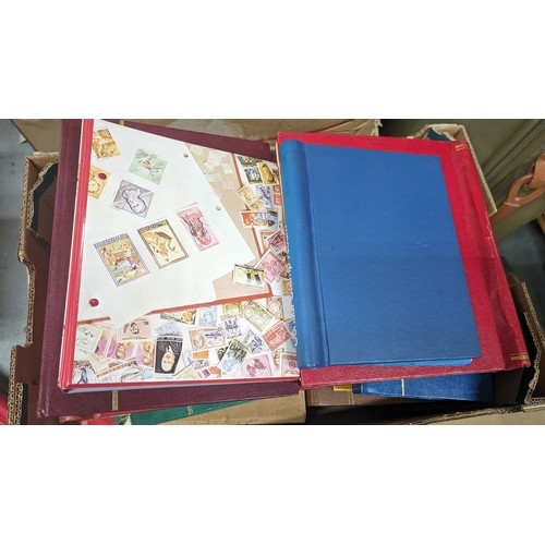 499 - A huge selection of stamps in School Boy Albums with Worldwide, Commonwealth, Channel Islands and mo... 