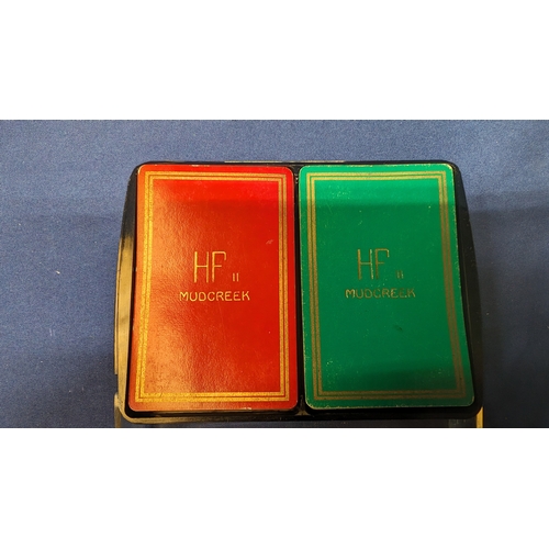 141B - Henry T Ford II Mudcreek Playing Cards, Paper Note Pad in Leather Bound Holder from 