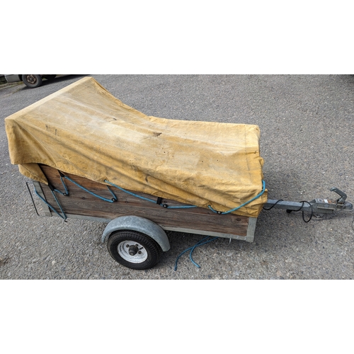 1036 - Car trailer with light board and one sheet - 46 x 154 x 92cm