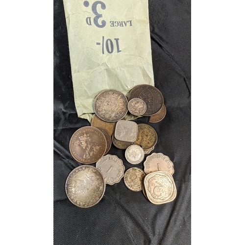 245B - Assorted Worldwide Coins Including 1917 Silver Rupees, Japanese Kan'ei Tsuko,  Napoleon III