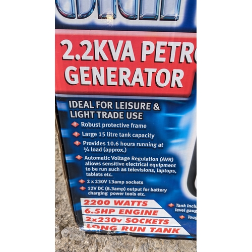 1037 - Clarke Power 2-2 KVA Petrol generator in original sealed packaging