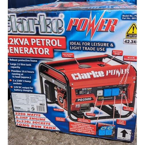 1037 - Clarke Power 2-2 KVA Petrol generator in original sealed packaging