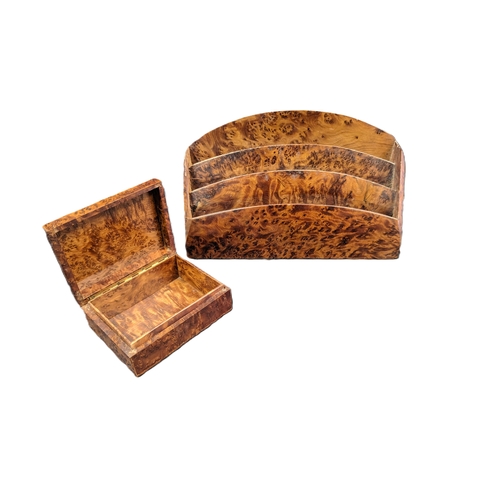 117 - A Burr Walnut Box and Letter Rack